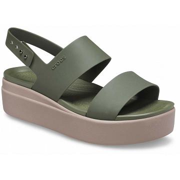 Crocs Brooklyn Low Kilklack Platform Clogs Dam Olivgröna | Sverige 0466BEXC